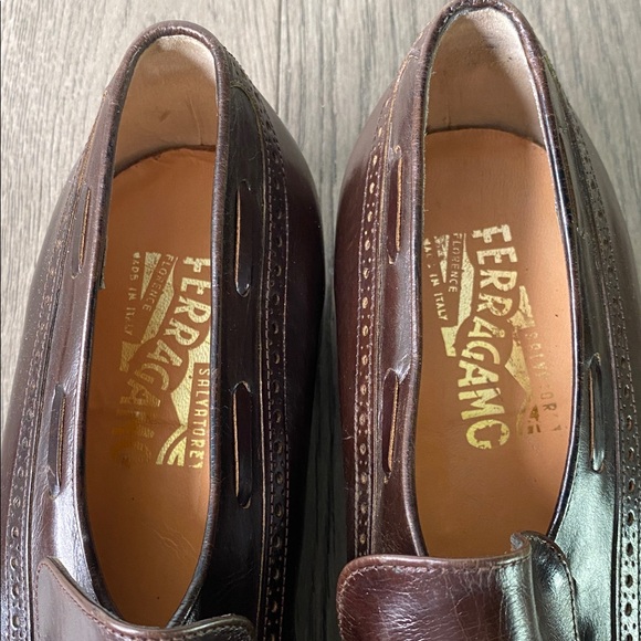Salvatore Ferragamo Men's Brown Leather Loafers Size 11C - Picture 6 of 10